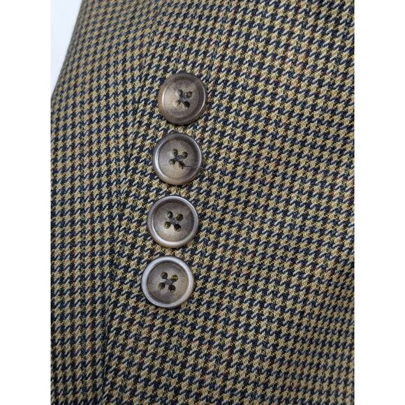 VTG Oscar De La Renta Men's Tan Houndstooth Sport Coat Sz 44L Beige Navy Office - Picture 3 of 12